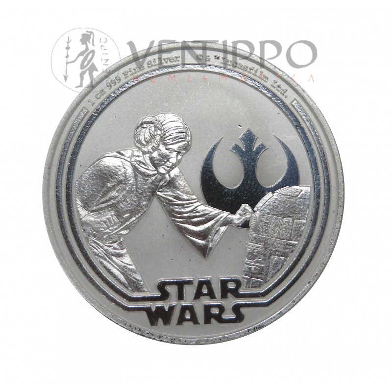 Niue, 2 $ Plata ( 1 OZ  ley 999 mls ) Princesa Leia, 2015, BU