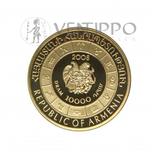 Armenia, 10000Dram Oro (8,6 GRS LEY 900 MLS) 2008 Serie Zodiaco: Libra BU