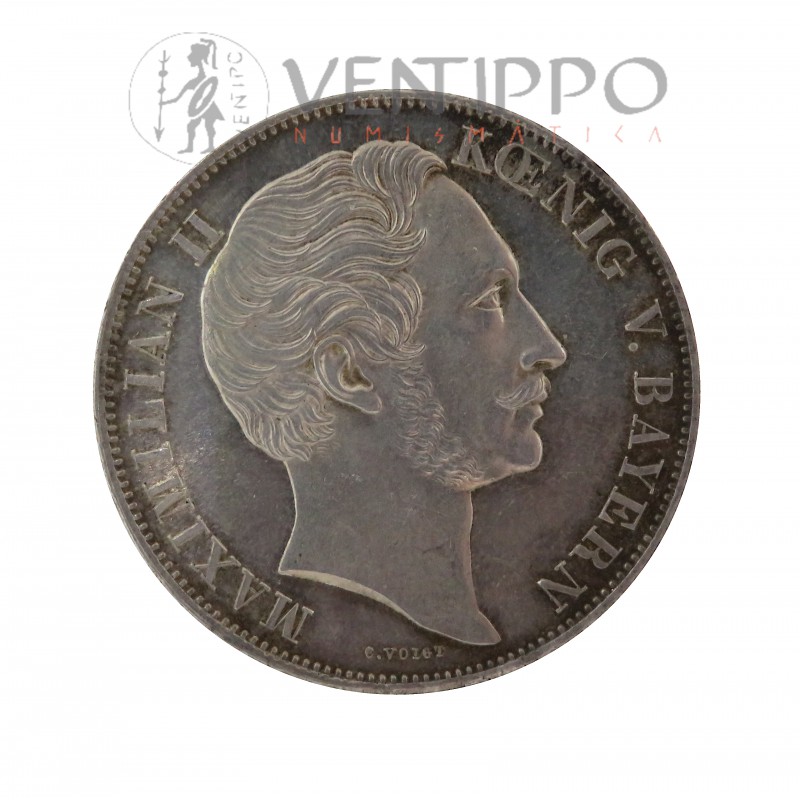 Baviera, 2 Gulden plata 1855, Restauración Columna Madonna de Munich, EBC+