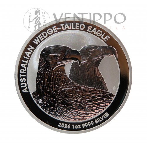 Australia, Dollar Plata ( 1 OZ ley 9999 mls ) Águila de cola 2026, BU
