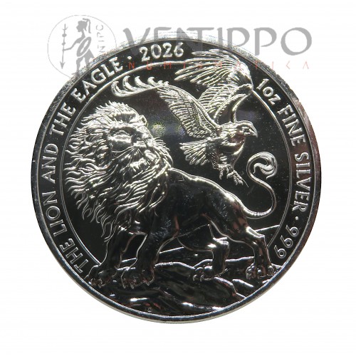 Gran Bretaña. 2 Pounds Plata ( 1 OZ ley 999 mls ) León y Águila 2026, BU