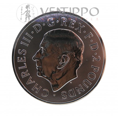 Gran Bretaña. 2 Pounds Plata ( 1 OZ ley 999 mls ) León y Águila 2026, BU