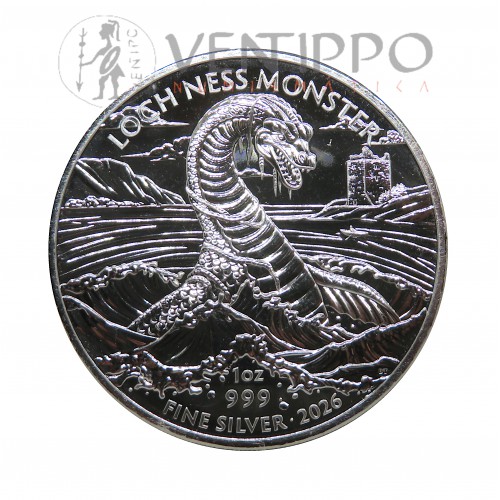 Gran Bretaña, 2 Pounds Plata ( 1 OZ ley 999 mls ) Nessie, 2026, BU