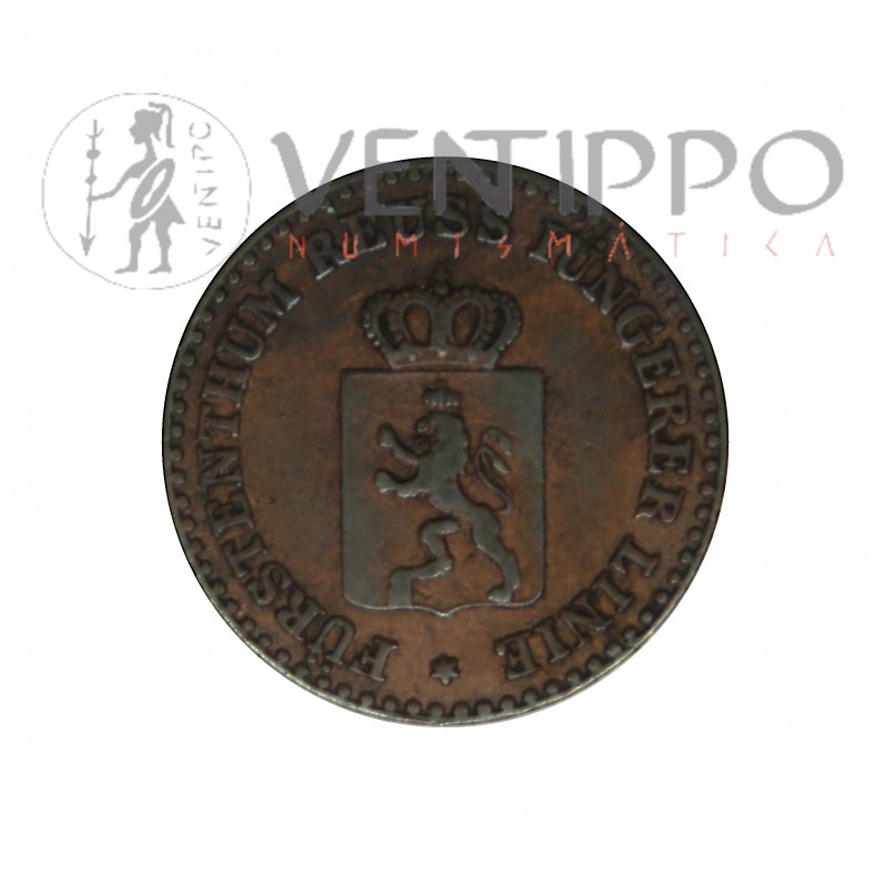 Principado de Reuss, 1 Pfennig 1858 A, Enrique LXVII, MBC+