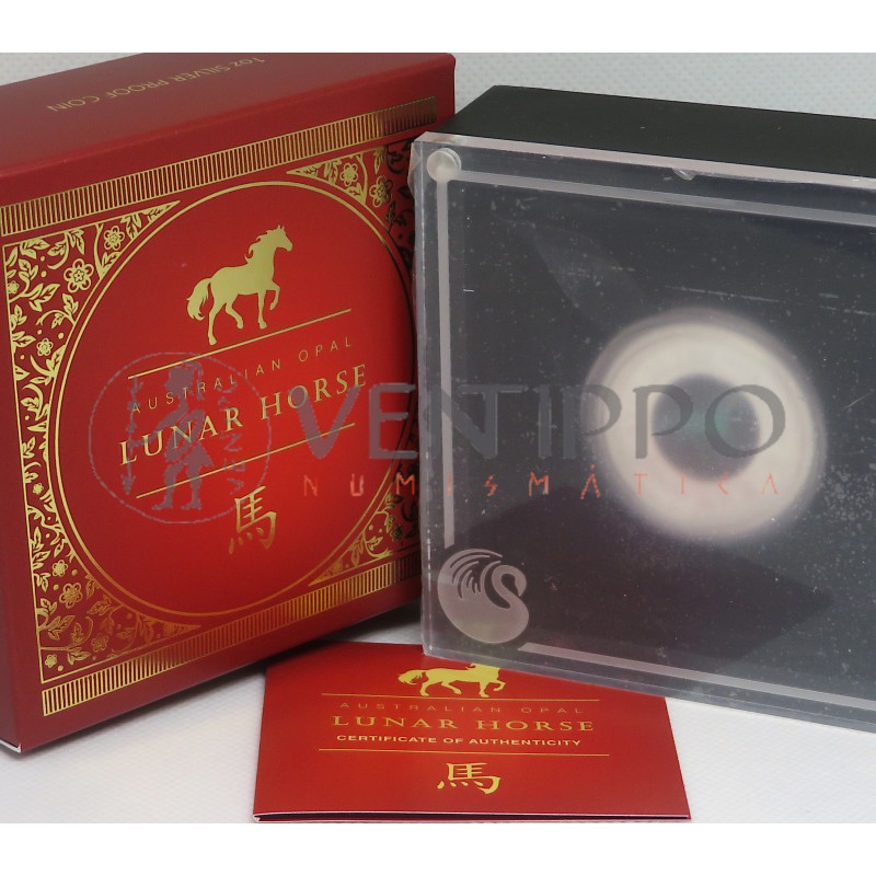 Australia, Dollar Plata ( 1 OZ 9999 mls ) 2026, año lunar Caballo ópalo, Proof