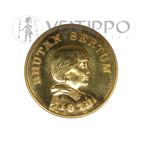 Bután, 1 Sertrum Oro ( 7,98 grs ley 917 mls ) Jigme Dorji, 1970, BU.