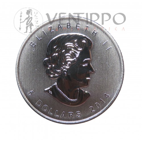 Canadá, 5 $ Plata ( 1 OZ ley 9999 mls ) 2014, Halcón Peregrino