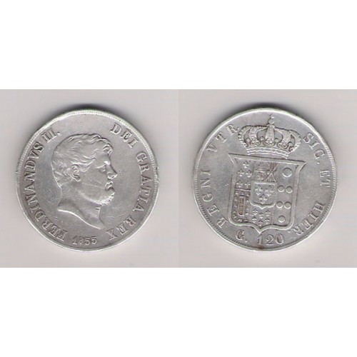 NÁPOLES Y SICILIA, 120 GRANA PLATA, FERNANDO II 1855, MBC- / MBC