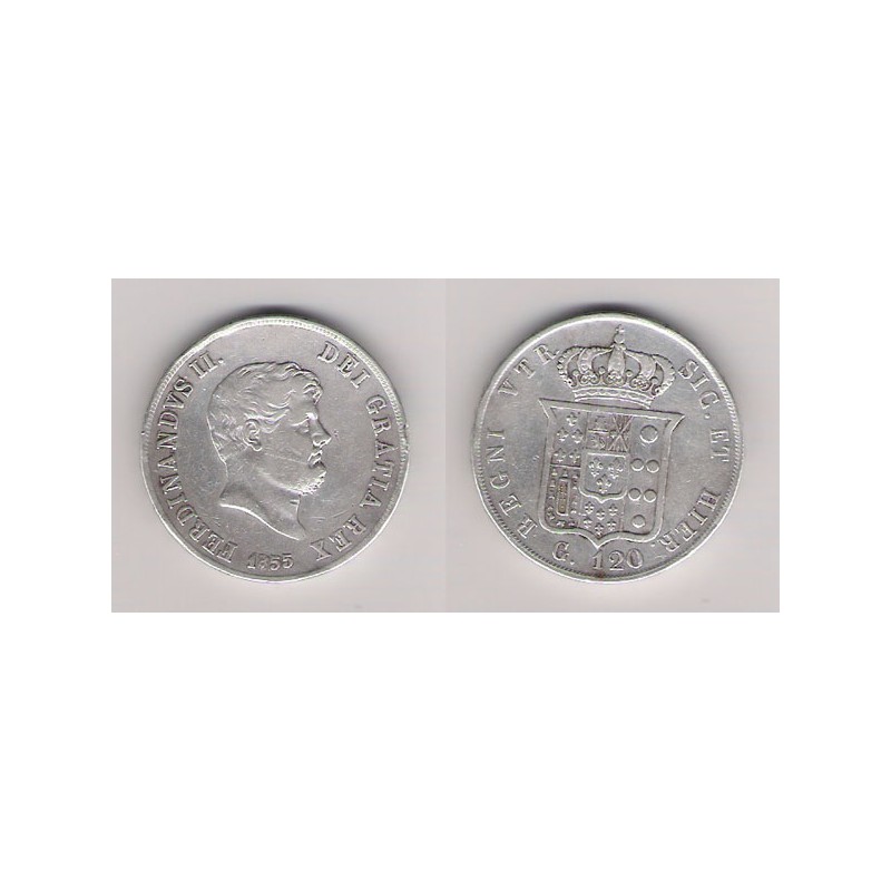 NÁPOLES Y SICILIA, 120 GRANA PLATA, FERNANDO II 1855, MBC- / MBC