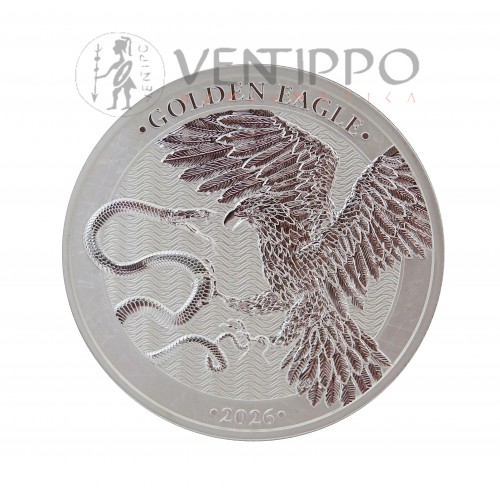 Malta, 5 € Plata ( 1 OZ ley 999 mls ) 2026 Golden Eagle, BU.