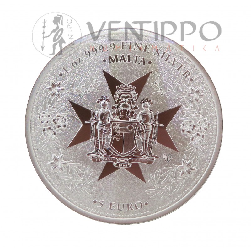 Malta, 5 € Plata ( 1 OZ ley 999 mls ) 2026 Golden Eagle, BU.