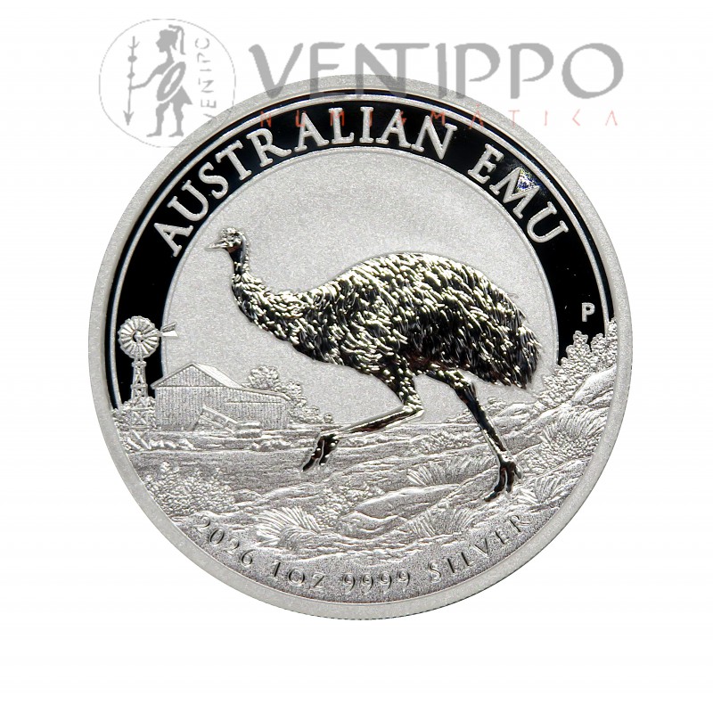 Australia, Dollar Plata ( 1 OZ ley 9999 mls ) Emu 2026, BU.