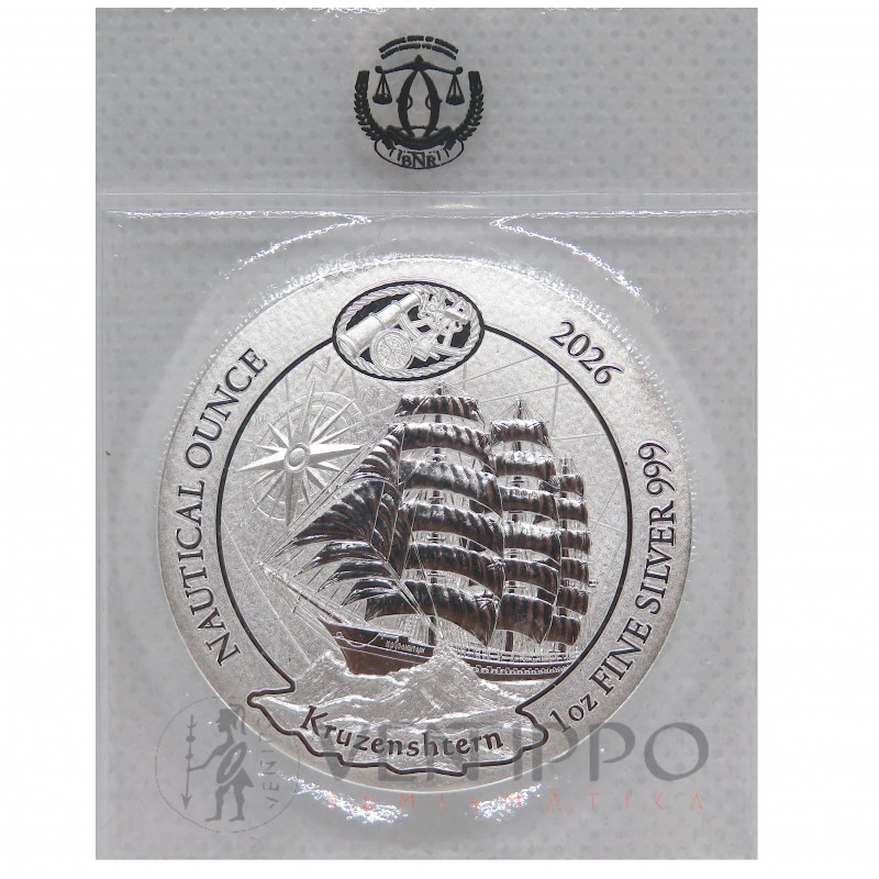 Ruanda, 50 Francs Plata ( 1 OZ 999 mls ) Serie Naútica, Kruzenshtern, 2026, BU