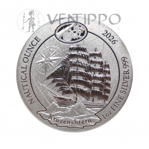 Ruanda, 50 Francs Plata ( 1 OZ 999 mls ) Serie Naútica, Kruzenshtern, 2026, BU