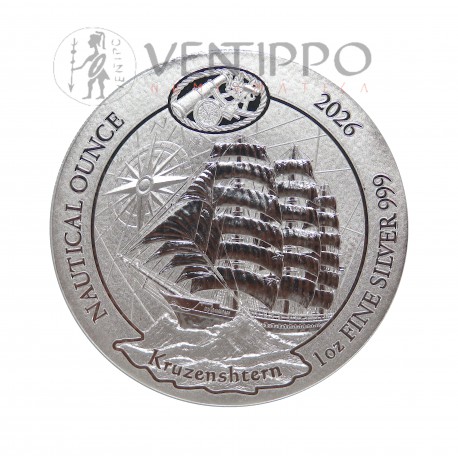 Ruanda, 50 Francs Plata ( 1 OZ 999 mls ) Serie Naútica, Kruzenshtern, 2026, BU