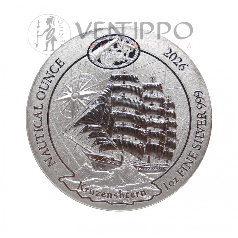 Ruanda, 50 Francs Plata ( 1 OZ 999 mls ) Serie Naútica, Kruzenshtern, 2026, BU