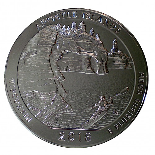 Estados Unidos, Quarter Dollar ( 5 OZ. plata 999 mls. ) Apostle Islands, Wisconsin 2018