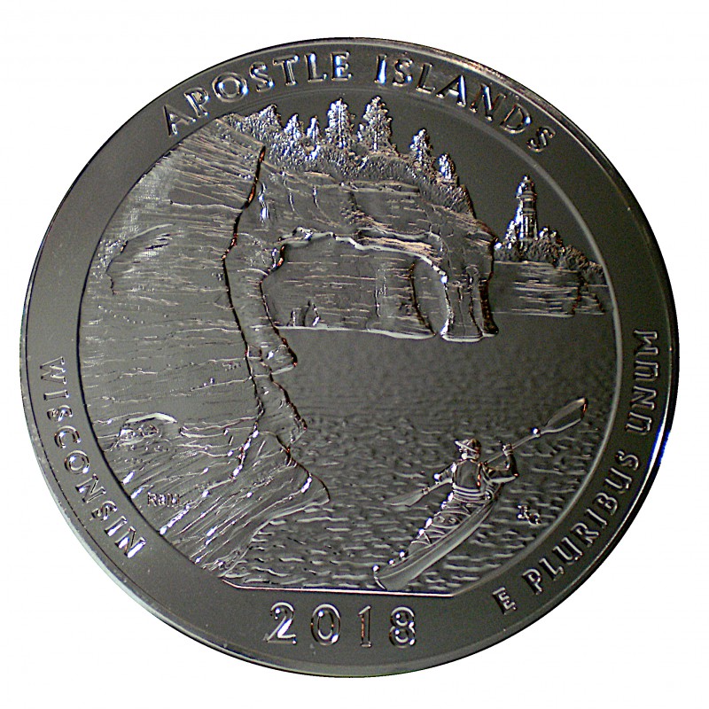 Estados Unidos, Quarter Dollar ( 5 OZ. plata 999 mls. ) Apostle Islands, Wisconsin 2018
