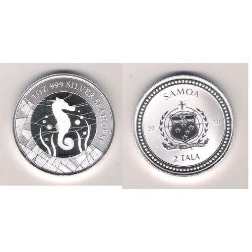 SAMOA, 2 TALA PLATA (1 OZ. 999 mls) 2018 CABALLITO DE MAR PROOFLIKE