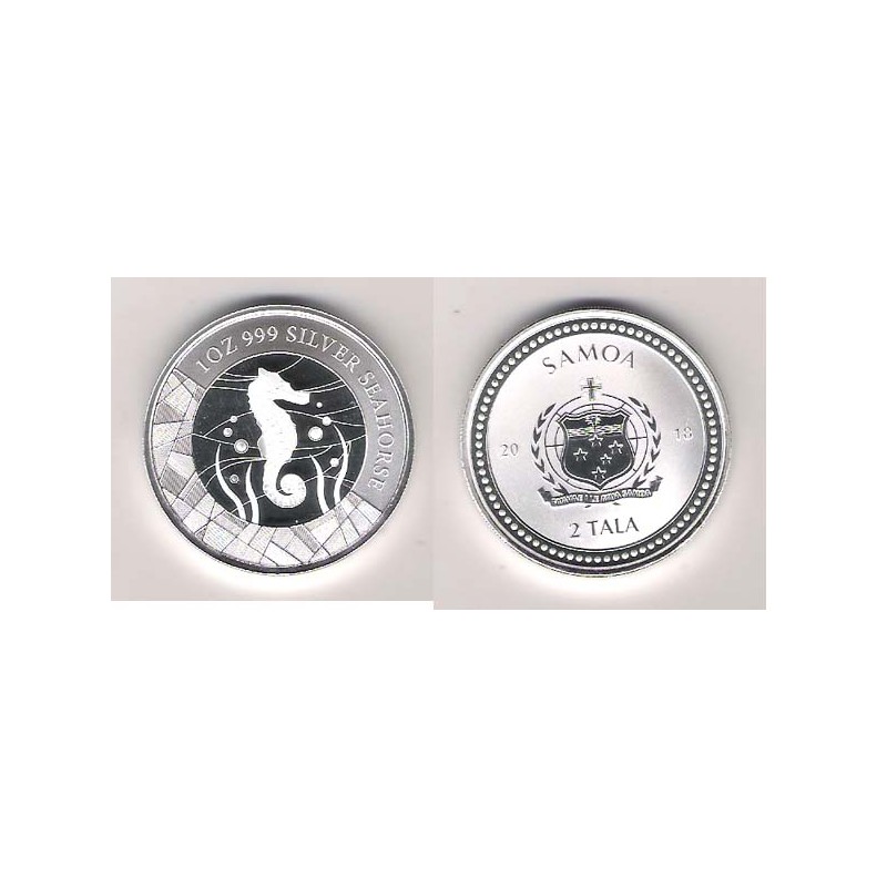 SAMOA, 2 TALA PLATA (1 OZ. 999 mls) 2018 CABALLITO DE MAR PROOFLIKE