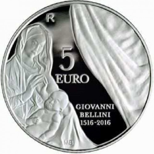 SAN MARINO, 5 € PLATA, 2016, V CENT. NACIMIENTO BELLINI, PROOF