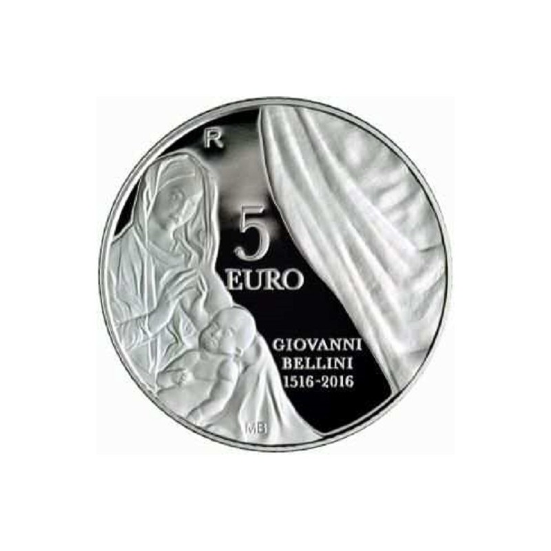 SAN MARINO, 5 € PLATA, 2016, V CENT. NACIMIENTO BELLINI, PROOF