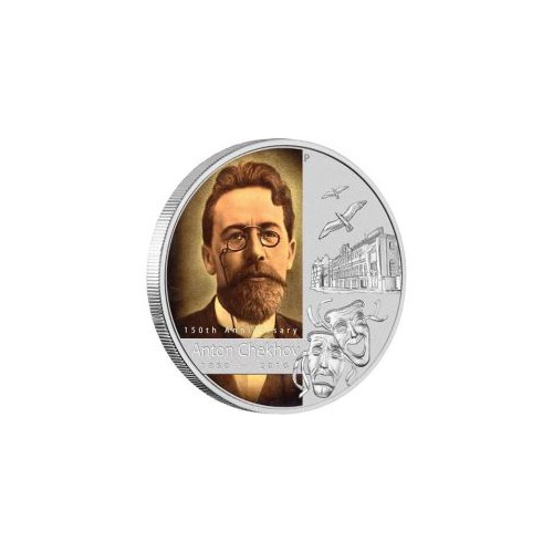 TUVALU, 1 $ PLATA (1 OZ. 999 MLS), 2010, 150 ANIV. ANTON CHEKHOV PROOF