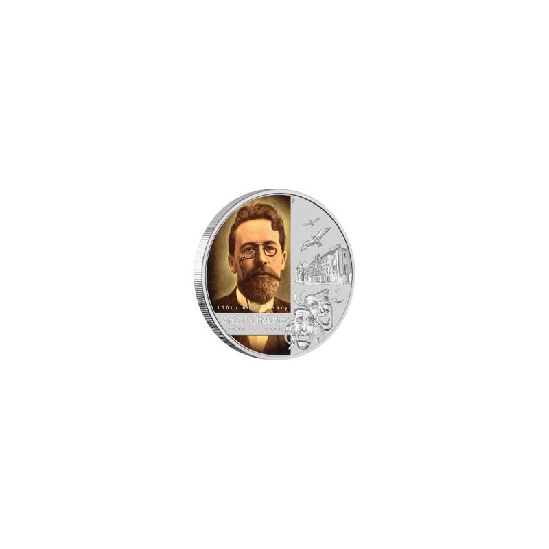 TUVALU, 1 $ PLATA (1 OZ. 999 MLS), 2010, 150 ANIV. ANTON CHEKHOV PROOF