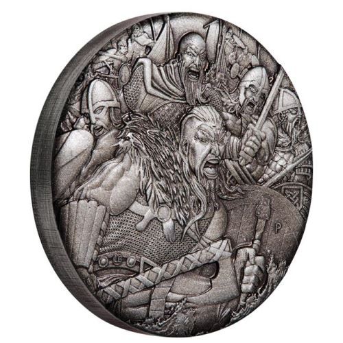 TUVALU, 2 $ PLATA (2 OZ. 999 mls) GUERRERO VIKINGO HIGH RELIEF PROOF