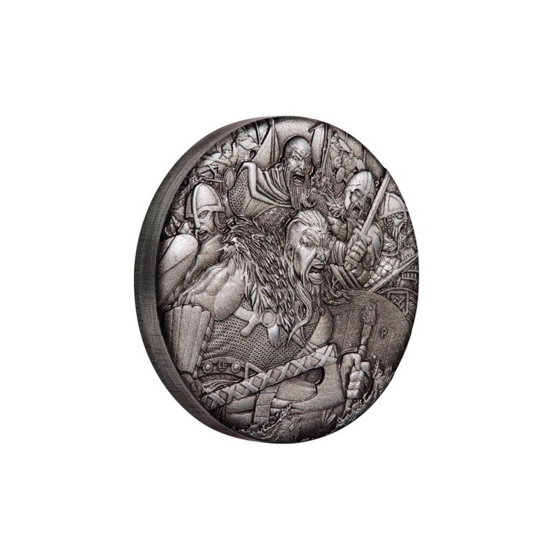 TUVALU, 2 $ PLATA (2 OZ. 999 mls) GUERRERO VIKINGO HIGH RELIEF PROOF