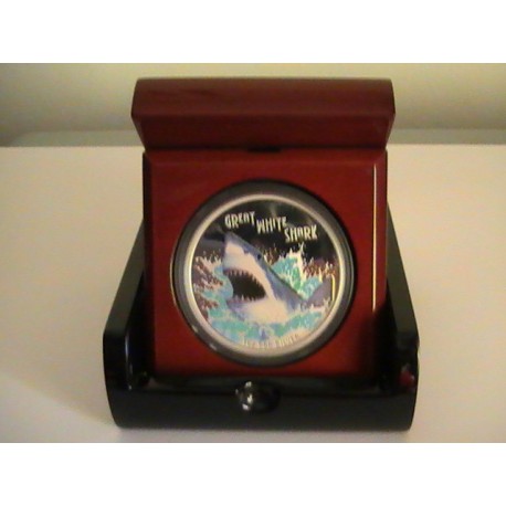TUVALU, DOLLAR DE PLATA PURA, TIBURÓN BLANCO, PROOF 2007 MUY RARA