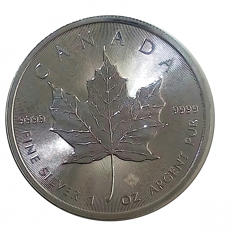 Canadá, 5 $ plata ( 1 OZ. 9999 mls. ) Hoja de Arce 2019, S/C