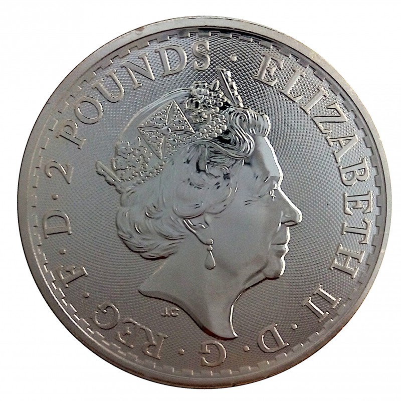 Gran Bretaña, 2 Pounds plata ( 1 OZ. 999 mls. ) Britannia 2019, BU.