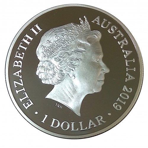 Australia, Dollar plata ( 1 OZ. 999 mls. ) 2019, Delfín naríz de botella, BU.