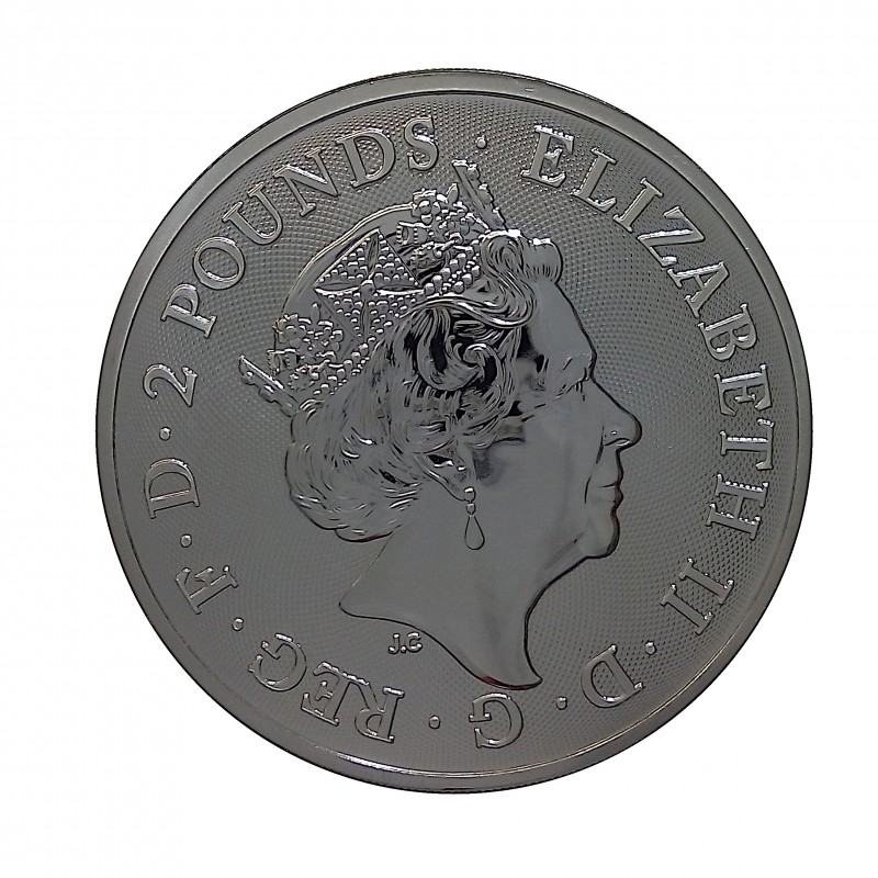 Gran Bretaña, 2 Pounds Plata (  1 OZ. 999 mls. ) Año del Cerdo 2019, BU.