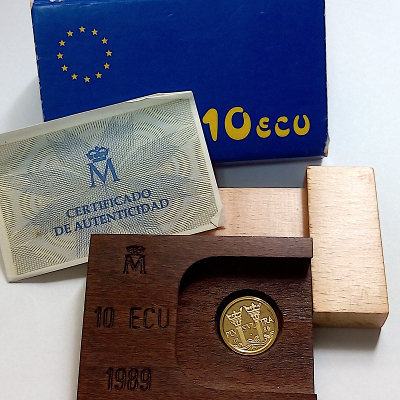 10 Ecu Oro ( 3,45 grs., ley de 900 mls. ) 1989, Plus ultra FDC.
