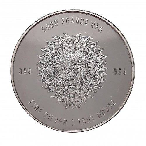 Tchad, 5000 Francs (1 OZ. 999 mls) Serie Mandala, León 2018 BU