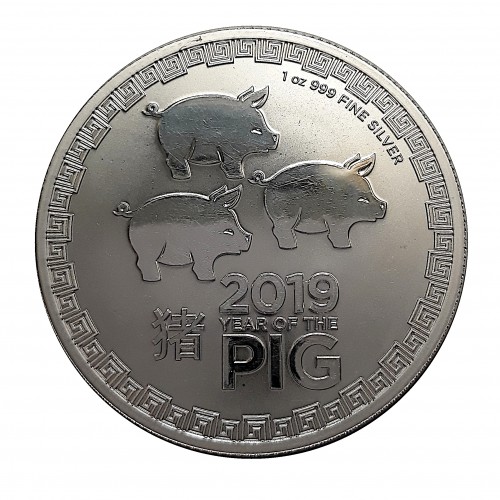 NIUE, 2 $ PLATA (1 OZ. 999 mls) AÑO LUNAR CERDEO 2019 BU