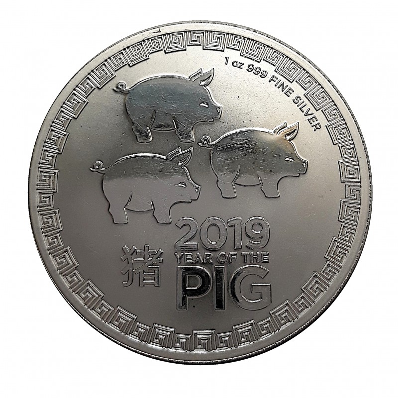 NIUE, 2 $ PLATA (1 OZ. 999 mls) AÑO LUNAR CERDEO 2019 BU