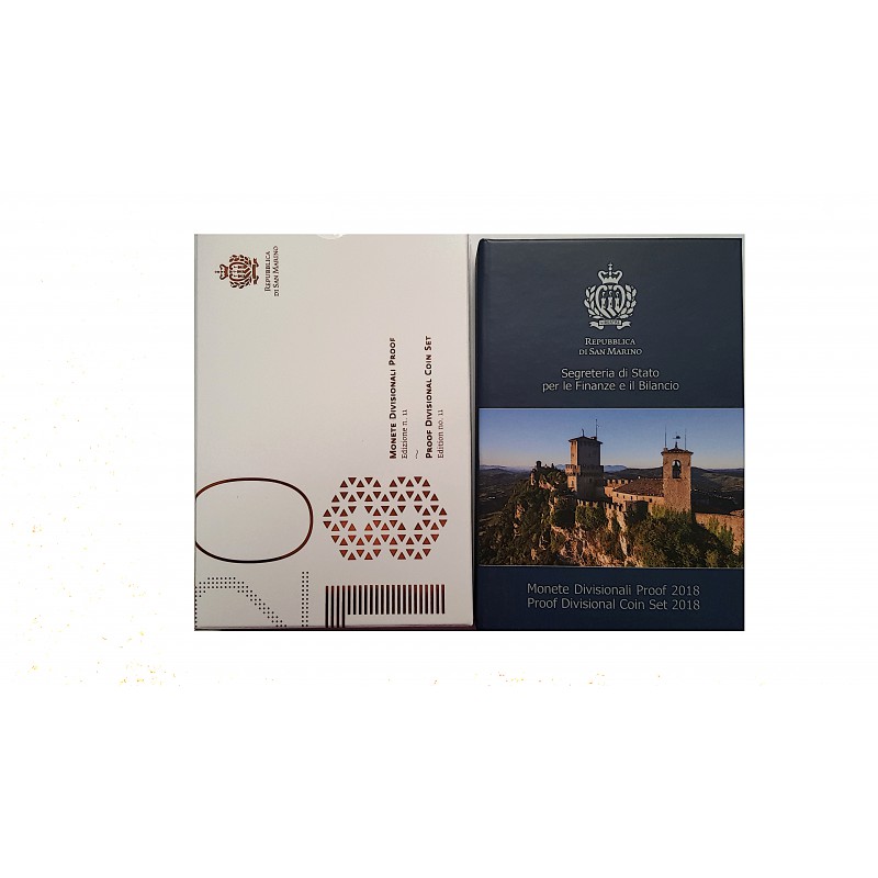 SAN MARINO, ESTUCHE PROOF, 8 VALORES + 2 X 2 € CONMEMORATIVOS.