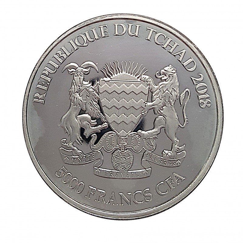 Tchad, 5000 Francs ( 1 OZ. 999 mls. ) Serie mandala, Rinoceronte 2018.