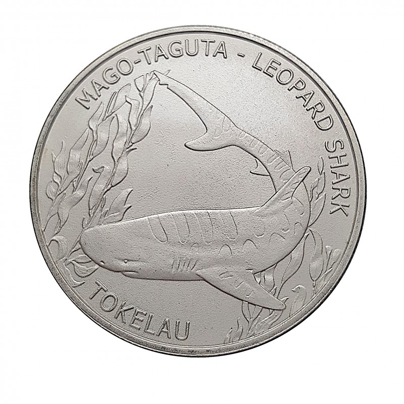 Tokelau, 5 $NZ, Plata ( 1 OZ. 999 mls. ) Tiburón Leopardo 2018.