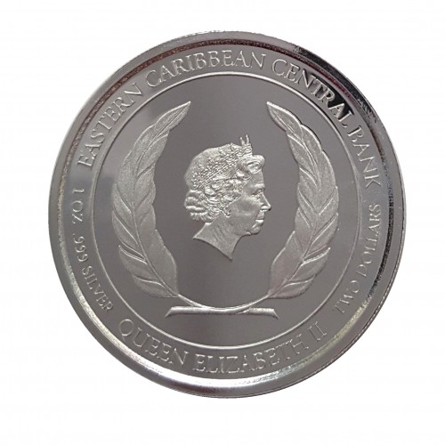 Anguilla, 2 $ Plata ( 1 OZ. 999 mls. ) 2018, Cangrejo.