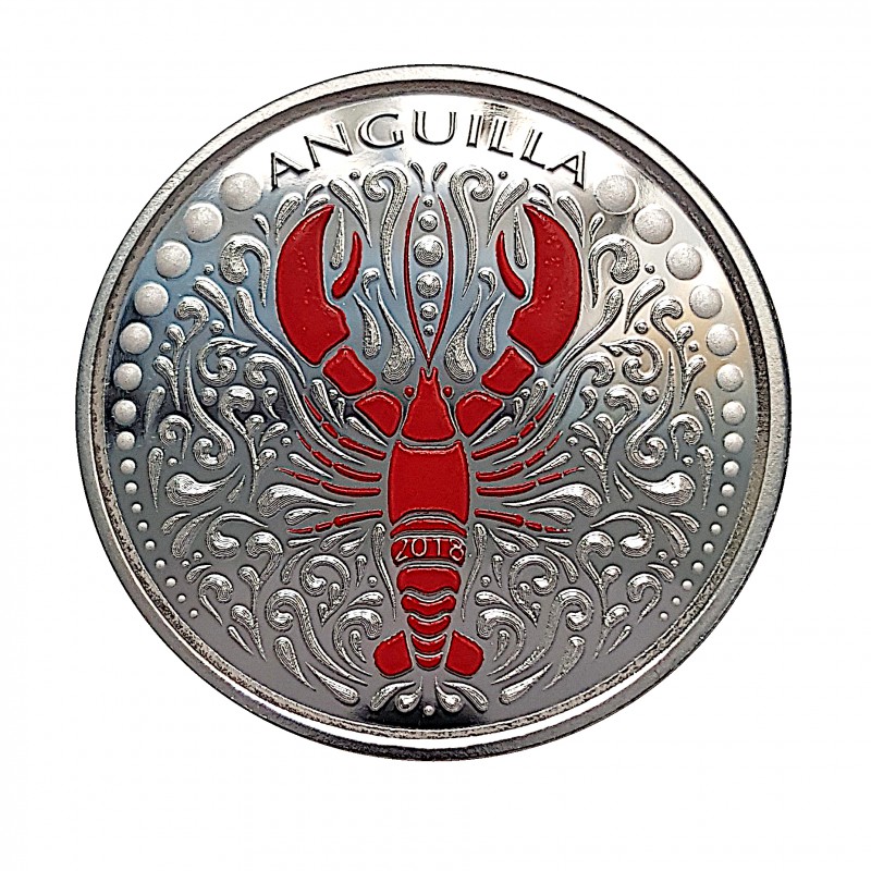 Anguilla, 2 $ plata / 1 OZ. 999 mls. ) 2018, PROOF coloreada.