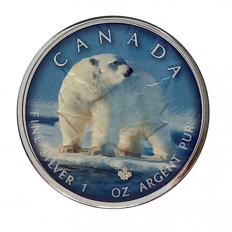Canadá, 5 $ Plata ( 1 OZ. 999 mls. ) Maple serie " On the Trils of Wildlife " Oso.