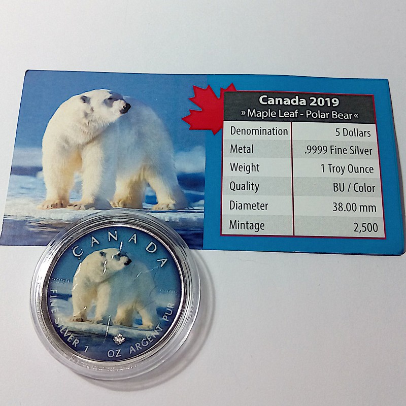 Canadá, 5 $ Plata ( 1 OZ. 999 mls. ) Maple serie " On the Trils of Wildlife " Oso.