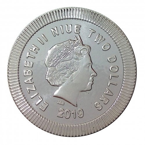 Niue, 2 $ Plata ( 1 OZ. 999 mls. ) Lechuza Atenas 2019, BU.