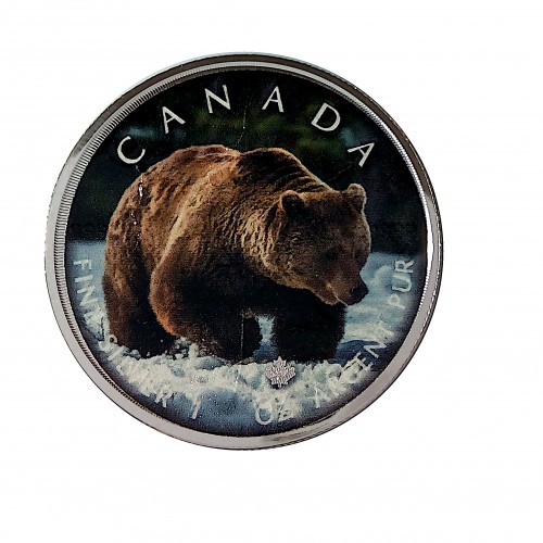 Canadá, 5 $ Plata ( 1 OZ. 9999 mls. ) Maple "On The Trails of Widlife": Grizzly