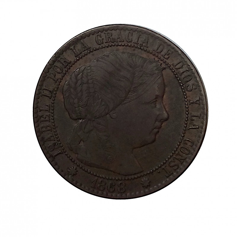 Isabel II, 1 céntimo de escudo, Barcelona 1868 OM, MBC+