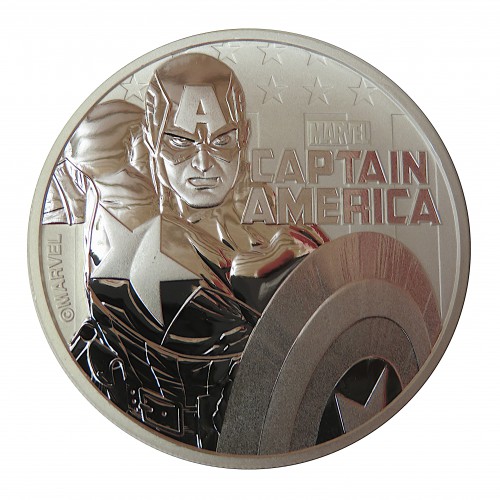 Tuvalu, Dollar Plata ( 1 OZ. 999 mls. ) 2019, Capitán America.